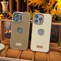 Genuine Litchi-Grain Real Leather MagSafe Case for iPhone 17/16/15/ Series