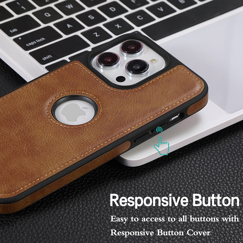 Executive Genuine Leather Hand-Stitched Full-Cover Case | iPhone 16 / 15 / 14 Pro Max