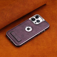 iPhone Leather Kickstand Case with Plated Edges