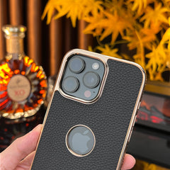 Genuine Litchi-Grain Real Leather MagSafe Case for iPhone 17/16/15/ Series