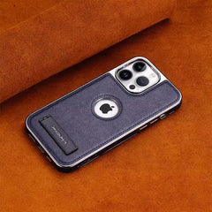 iPhone Leather Kickstand Case with Plated Edges
