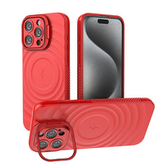 Solid Color Matte Wave Magnetic Phone Case for iPhone 16 Pro Max Anti-Fall Camera Lens Protective Cover