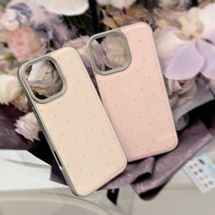 Korean Minimalist Polka Dot Leather iPhone Case