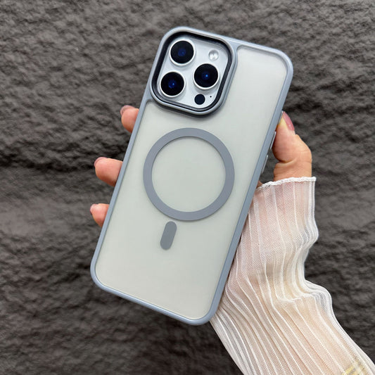 Skin-feeling magnetic frosted all-inclusive contrast color Apple anti-fall case