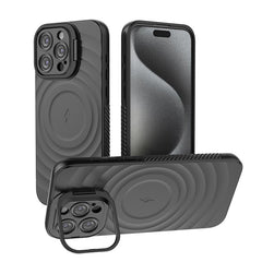 Solid Color Matte Wave Magnetic Phone Case for iPhone 16 Pro Max Anti-Fall Camera Lens Protective Cover