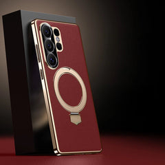 Samsung Vegan Leather magnetic stand phone case