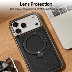 Premium 4-in-1 Magnetic Leather Ring Stand Case for iPhone 17 Pro/Max