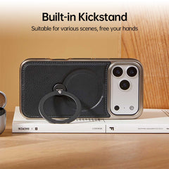 Premium 4-in-1 Magnetic Leather Ring Stand Case for iPhone 17 Pro/Max