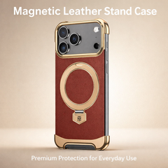 AIKRAS Magnetic Leather iPhone Case with Built-in Metal Stand