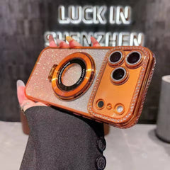 AIRKAS Gradient Diamond Glitter Mirror Stand Case for iPhone 17 / 16 Series
