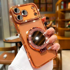 AIRKAS Gradient Diamond Glitter Mirror Stand Case for iPhone 17 / 16 Series