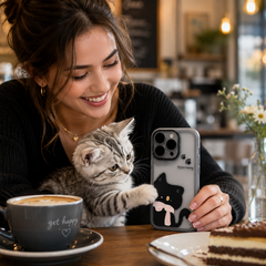 Be Happy - Cute Black Cat Glitter Phone Case