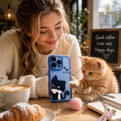 Be Happy - Cute Black Cat Glitter Phone Case
