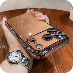 AIRKAS Luxury Glitter Hard Plating Clear Case for iPhone  17
