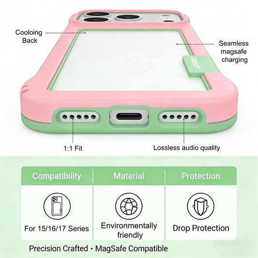 AIRKAS Frameless Cooling Shockproof Case for iPhone 17 Pro Max – Heat Dissipation