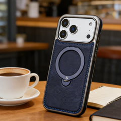 Premium 4-in-1 Magnetic Leather Ring Stand Case for iPhone 17 Pro/Max