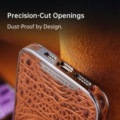 Premium Crocodile Grain Leather iPhone Case with Embossed Claw