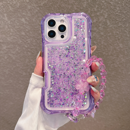 AIRKAS Bling Glitter iPhone Case with Crystal Wrist Strap – Shockproof Full Protection