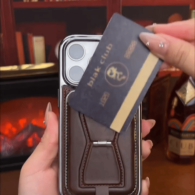 Magnetic Leather Card Holder