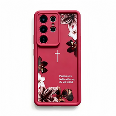 Samsung Faith Floral Cross Phone Case – Psalms 46:5 Inspirational Design