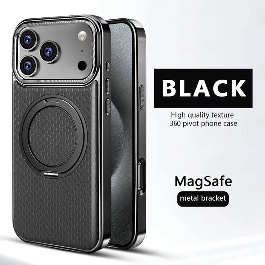 AIRKAS iPhone 17 Series 360° Rotating Leather Magnetic Stand Case