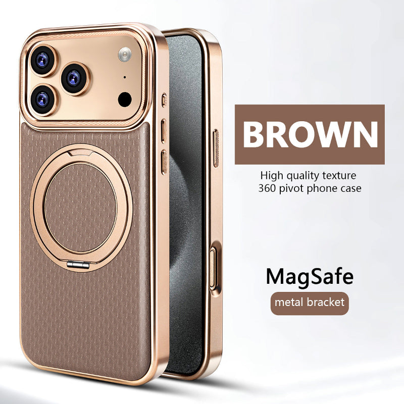 AIRKAS iPhone 17 Series 360° Rotating Leather Magnetic Stand Case