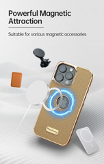 Genuine Litchi-Grain Real Leather MagSafe Case for iPhone 17/16/15/ Series