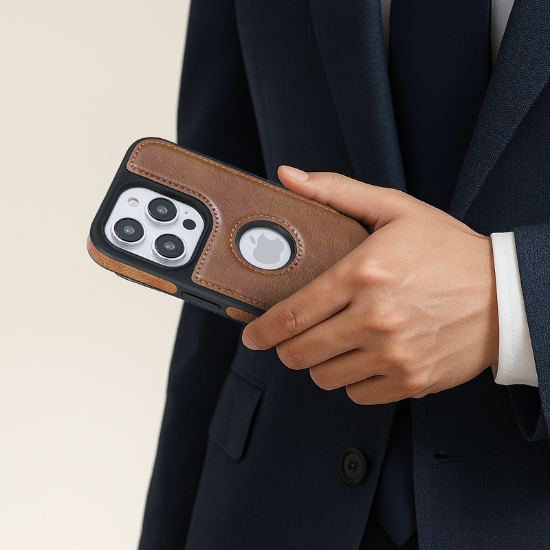 Executive Genuine Leather Hand-Stitched Full-Cover Case | iPhone 16 / 15 / 14 Pro Max