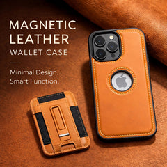 AIRKAS Premium Magnetic Leather Wallet Case For iPhone 14-17 with Detachable Stand