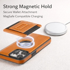 AIRKAS Premium Magnetic Leather Wallet Case For iPhone 14-17 with Detachable Stand